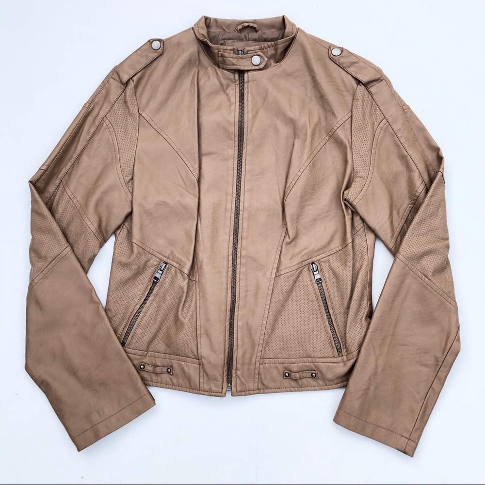 From The Heart Faux Leather Moto Jacket Size S